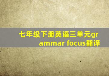 七年级下册英语三单元grammar focus翻译